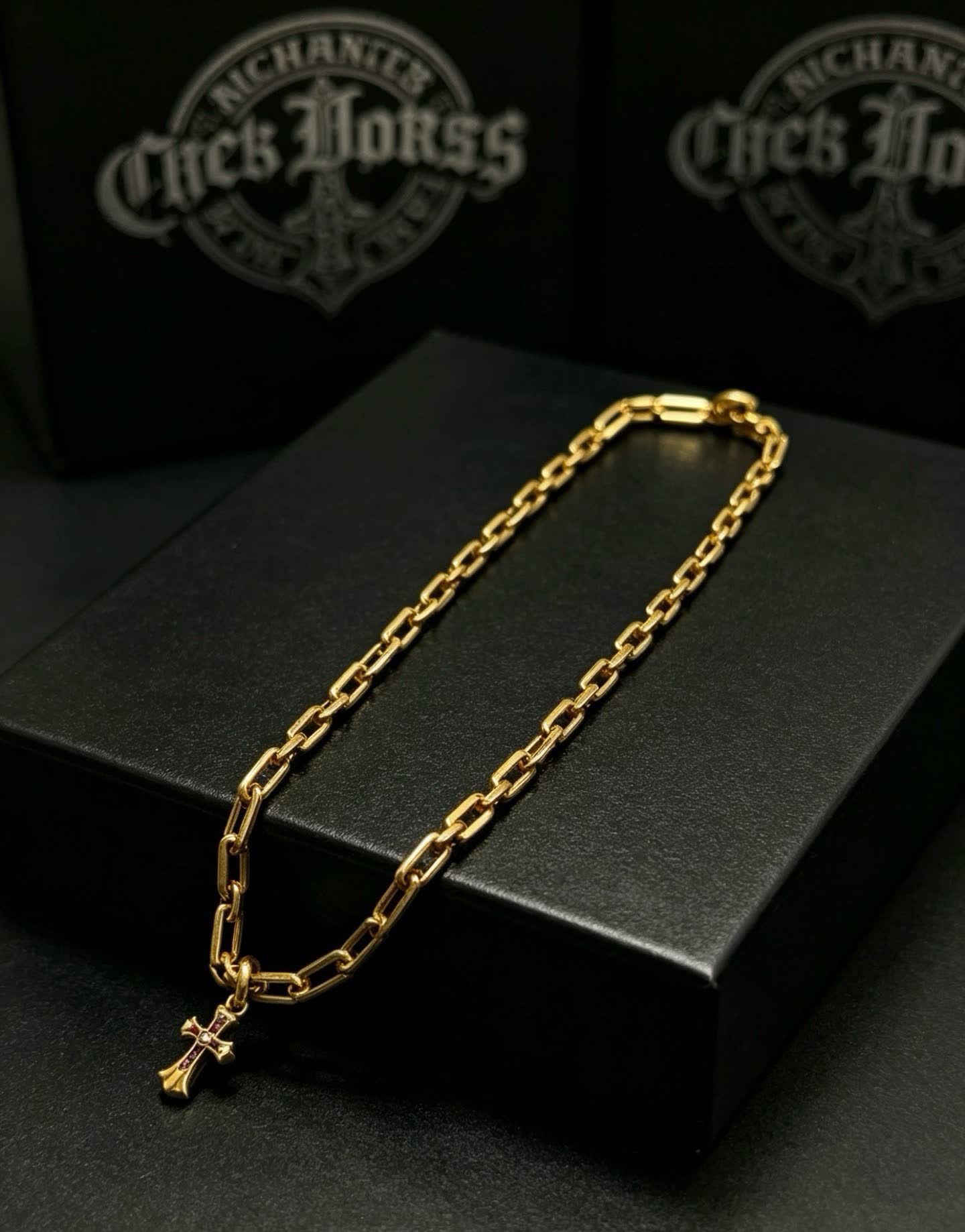 Chrome Hearts Gold Cross Pendant Necklace